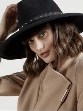 NWT Ted Baker Rosieyy Stud Detail Wide Brim Hat Wool Women's Size S/M